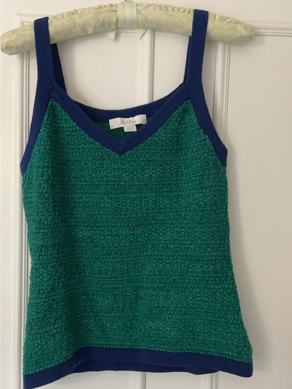 Lilly Pulitzer Teal Knit Tank with Navy Trim - size small